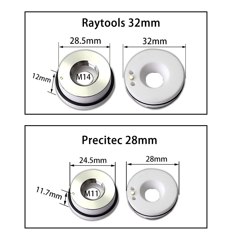 Suporte de bico de anel cerâmico a laser 28/32mm OEM Precitec Raytools WSX Cabeça de fibra P0571-1051 KT CON Procutter Lightcutter BT230 240