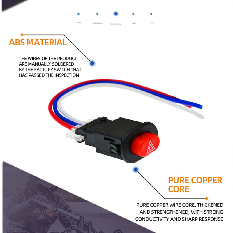 Motocyklowy podwójny przełącznik lampy błyskowej Przycisk włącznika świateł awaryjnych Flash Ostrzeżenie Skuter Pojazd elektryczny Zmodyfikowana lampa sygnalizacyjna awaryjna