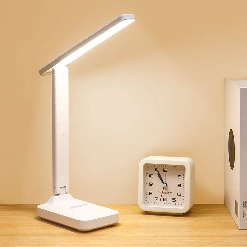Interruptor de toque led branco dobrável lâmpada de mesa quarto cabeceira estudo leitura cuidados com os olhos noite lâmpada usb plug-in regulável lâmpada de mesa branca
