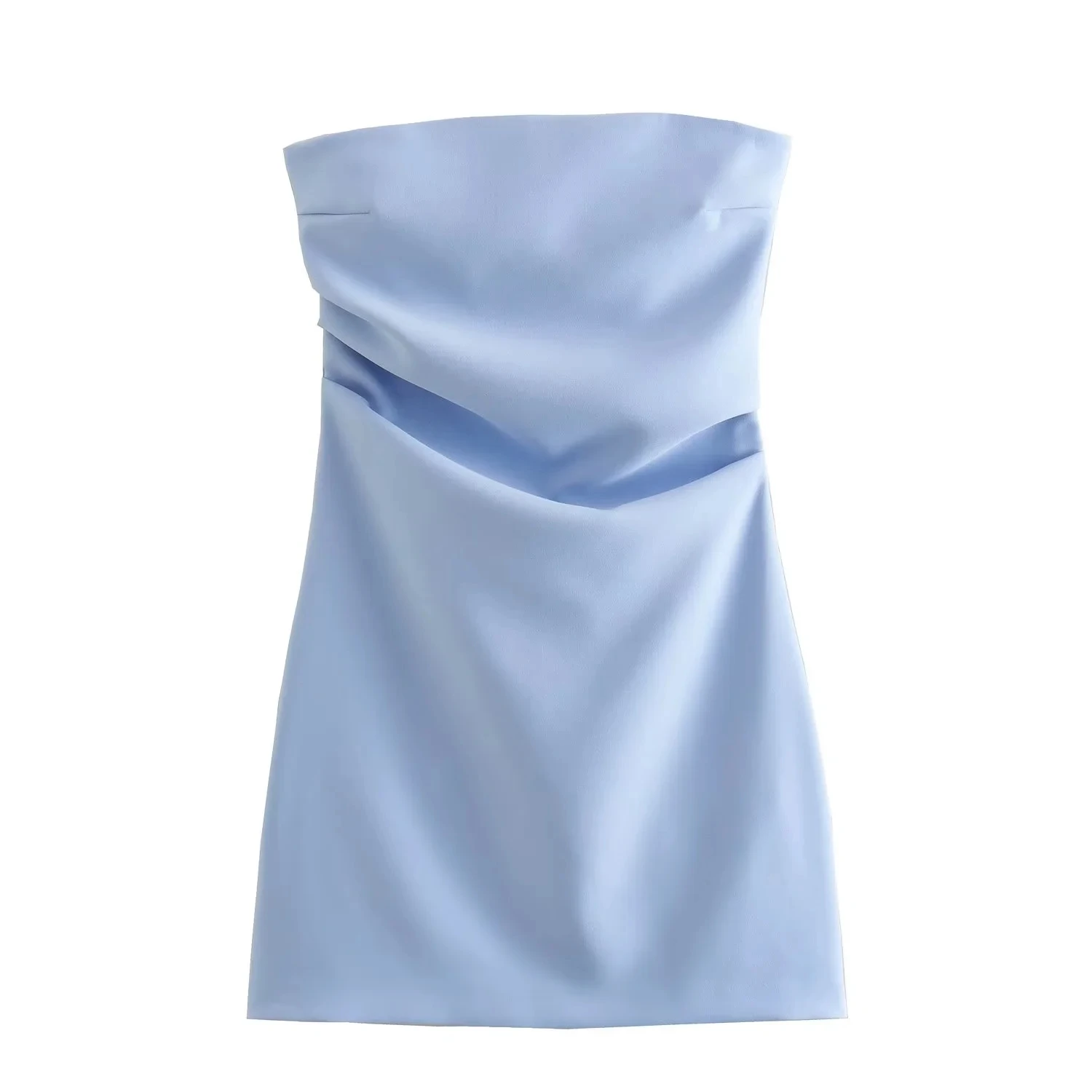 TRAF 드레스 여성 오프 숄더 코르셋 짧은 드레스 Ruched Backless 블루 블랙 화이트 드레스 여성 섹시한 Bodycon 파티 드레스