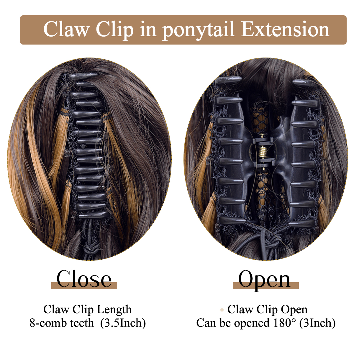 Extensiones de cabello de cola de caballo ondulada corta de pelo sintético, Clip de garra de 12 ", extensión de cabello de cola de caballo sintética para mujeres