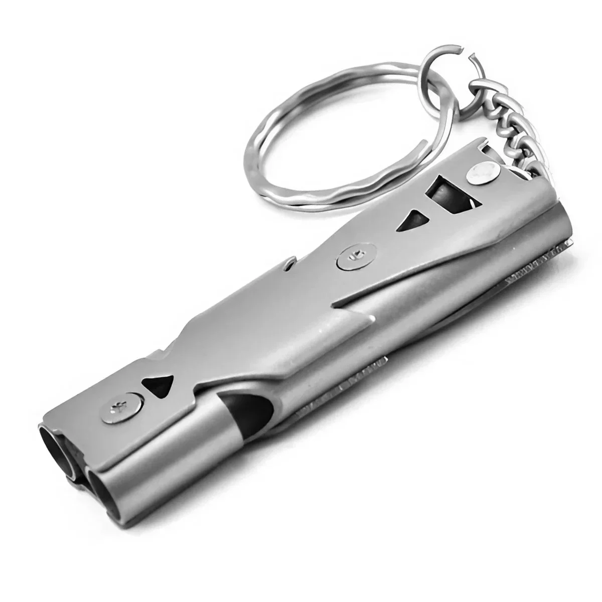 Outdoor EDC Survival Fluitje Hoge Decibel Dubbele Pijpfluit Roestvrij Staallegering Sleutelhanger Cheerleading Emergency Multi Tool