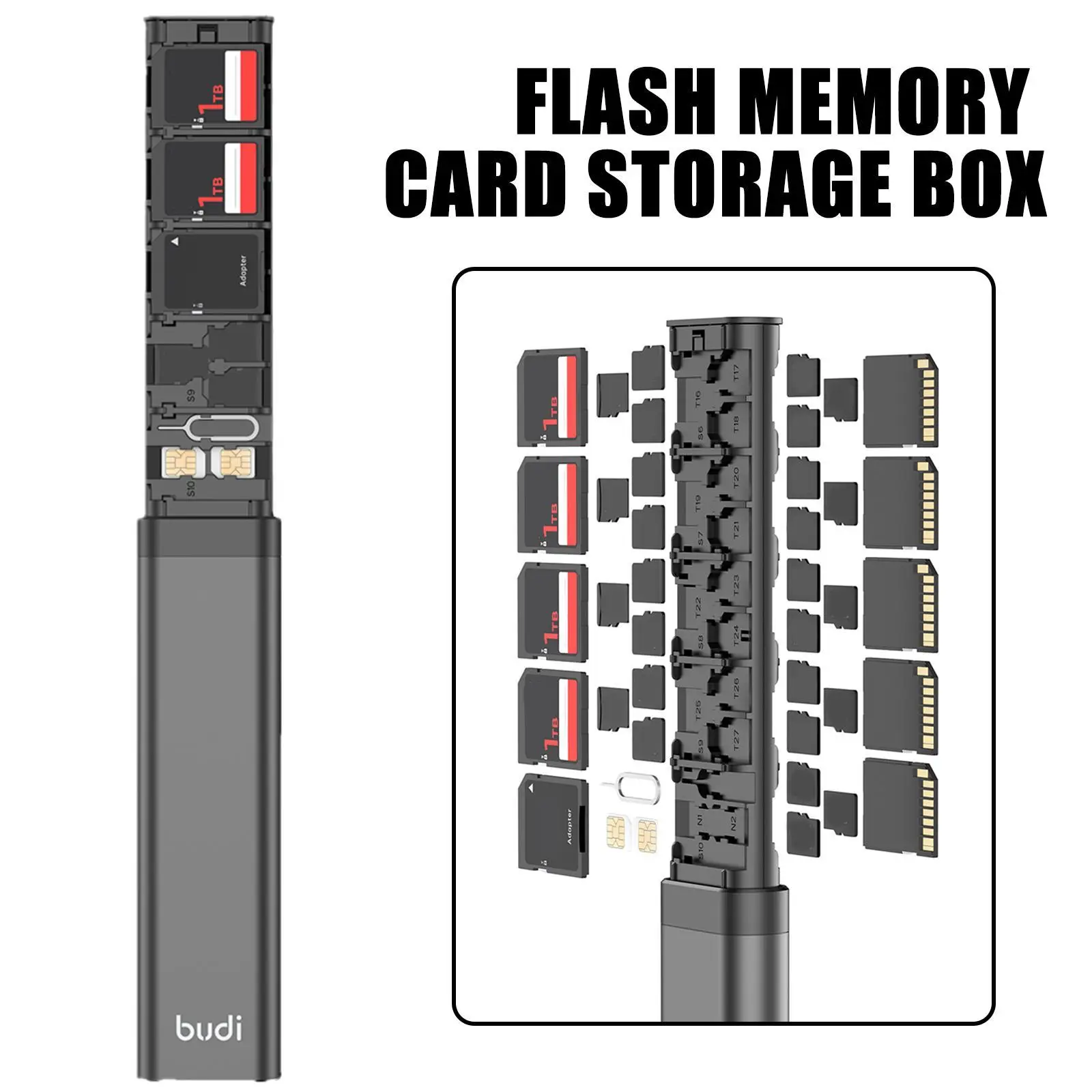 Multi-functional Storage Stick SDXC SDHC TF SIM Card Shock-proof Memory Card Storage Box Case Protector Holder