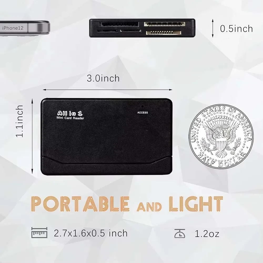 480Mbps All In One Memory Card Reader USB 2.0 External Cardreader SD SDHC Mini Micro M2 MMC XD CF Reader For MP3 Digital Camera