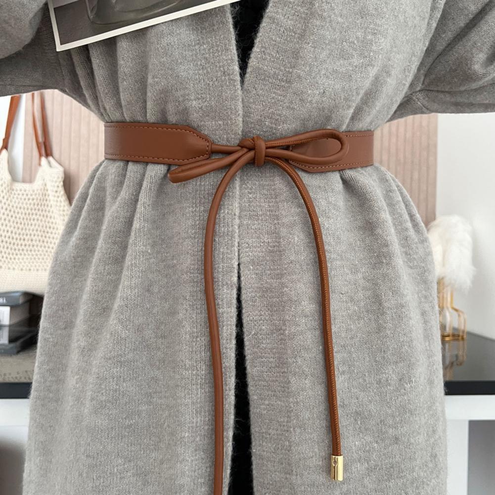 Cinturón de mujer resistente al desgaste, cinturón ajustable de piel sintética con cordones para mujer, suéter, vestido, abrigo estrecho para decoración