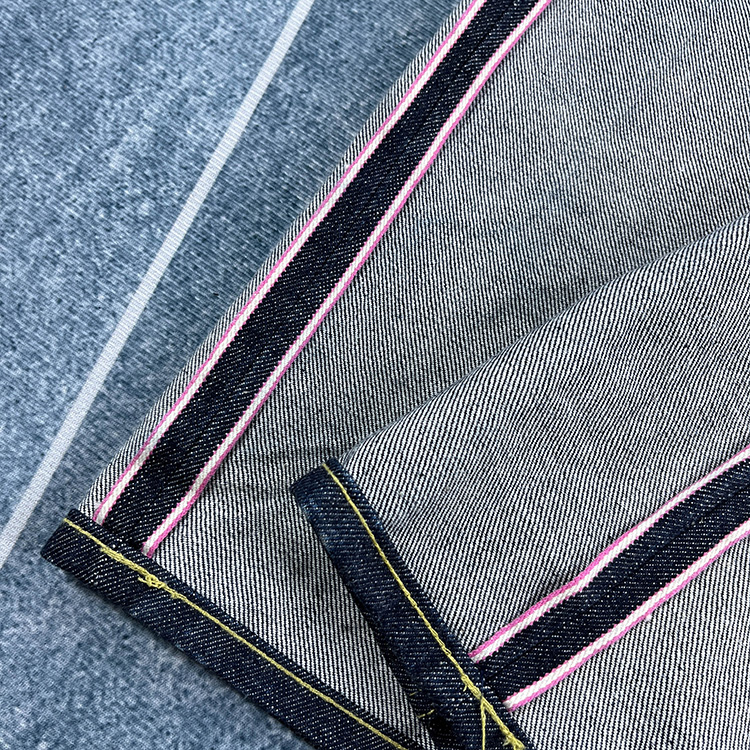 18 uncji wysokiej jakości różowy dżinsy Selvadge dla mężczyzn bawełniane spodnie z efektem sprania surowy niebieski amerykańska moda Vintage twardy gruby proste spodnie