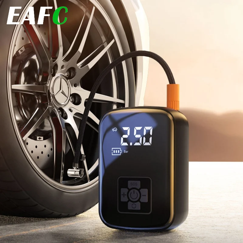 LEIBOO-compresor de aire inalámbrico para coche, bomba de aire eléctrica, inflador de neumáticos para motocicleta, bicicleta, neumático automático con pantalla Digital