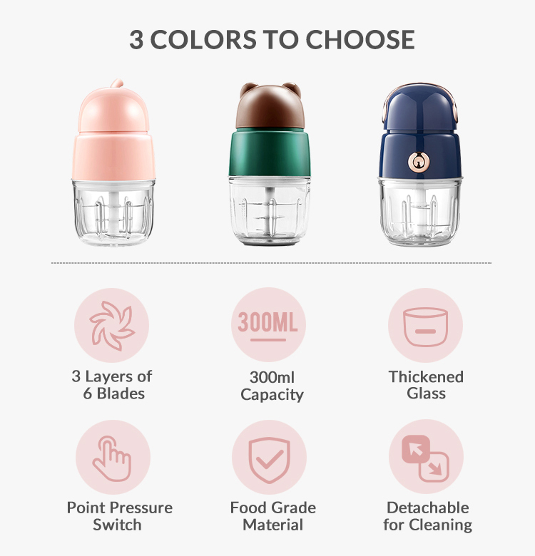 ベビー補助フードマシン、小型ブレンダー、ミニフードプロセッサー、ミートチョッパー、200w