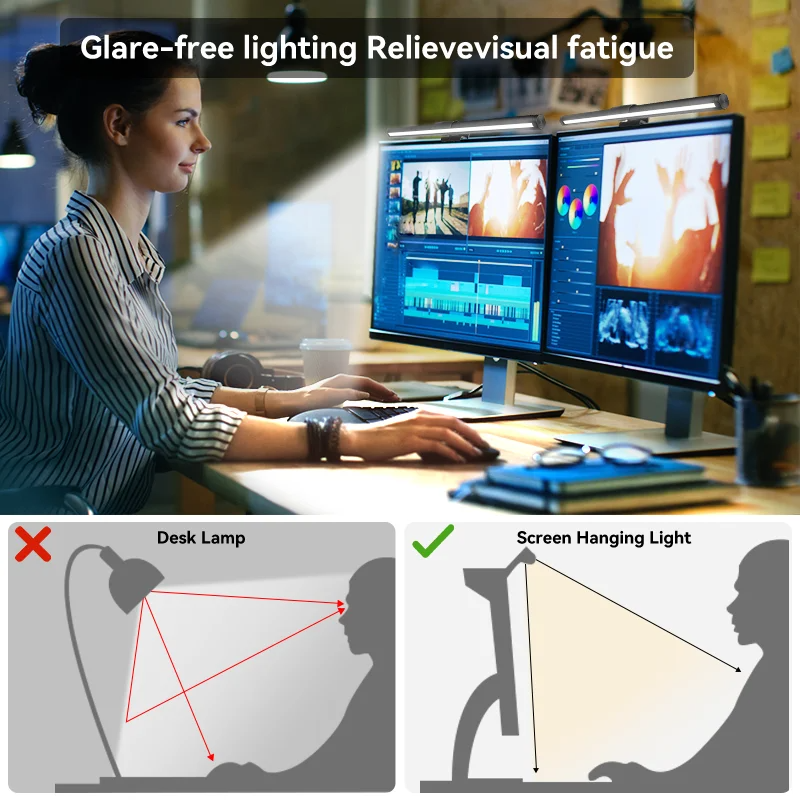 LED Monitor Light Bar Computer Screen Hanging Lights RGB Atmosphere Table Lamp For Work Study Read Gaming Dimming Lighting 44cm
