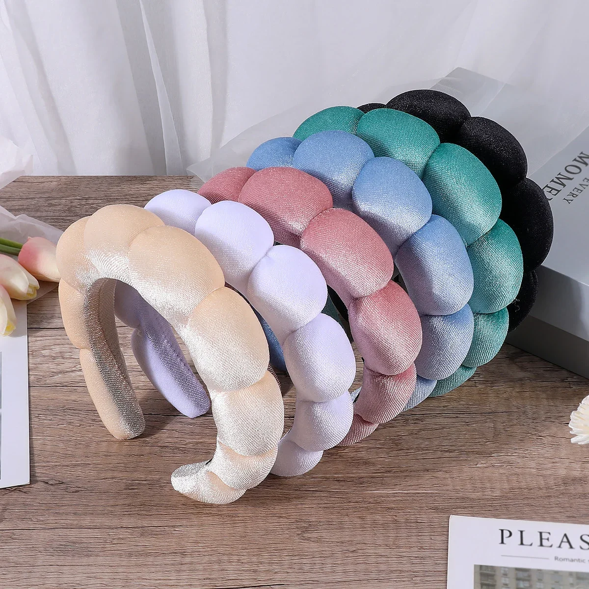 Fasce in spugna per donne Ragazze Fascia per capelli gonfia Trucco Bubble Terry Panno Co Spa Fascia per capelli retrò Accessori per capelli da donna Copricapo