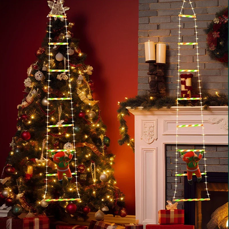 1/3M Babbo Natale scala da arrampicata luci della stringa USB 8 modalità lampada a LED decorazione natalizia per giardino albero di Natale regalo di Capodanno