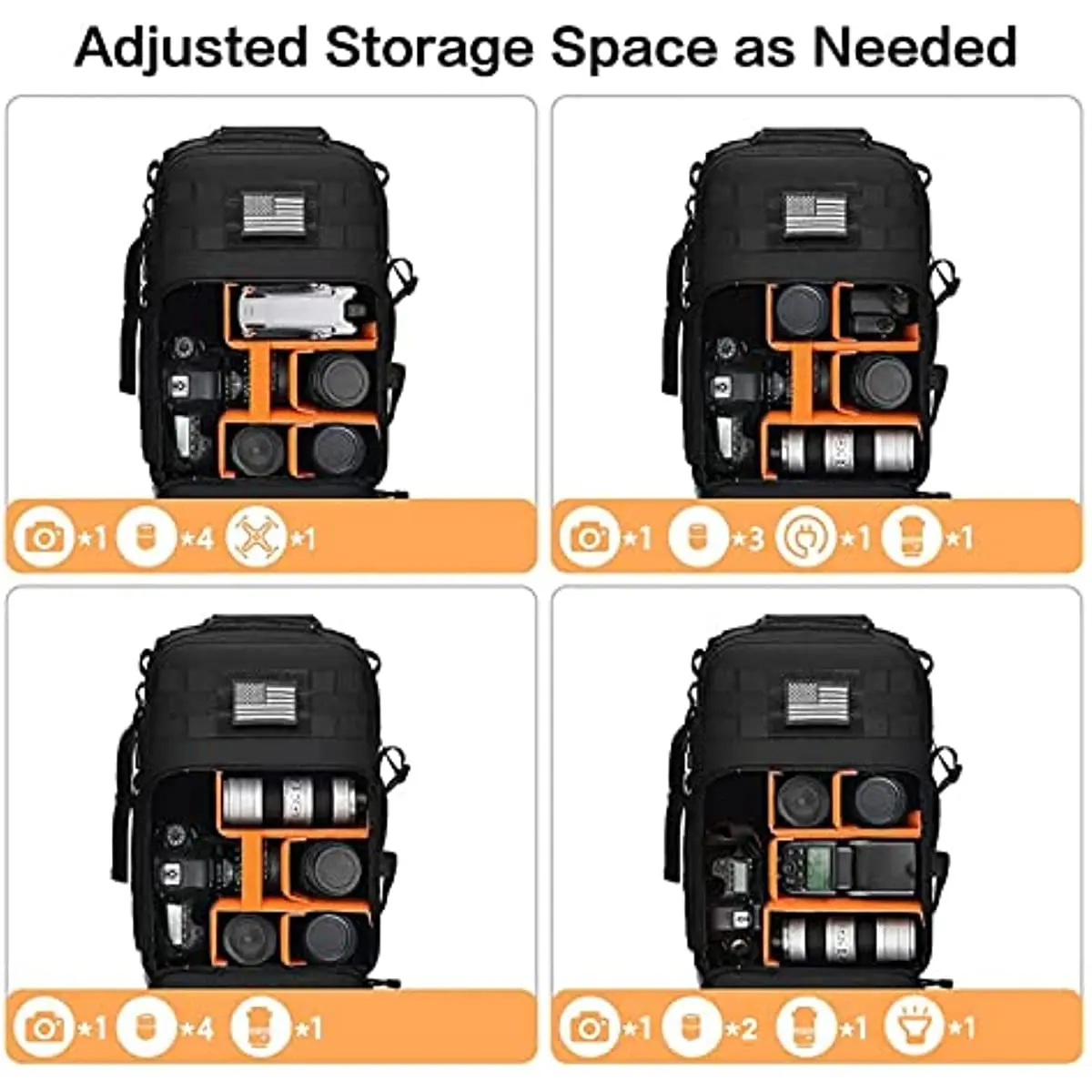 Mochila tática para câmera dslr/slr/espelho, com suporte para tripé, compartimento para laptop de 15-16 polegadas, canon/nikon/sony