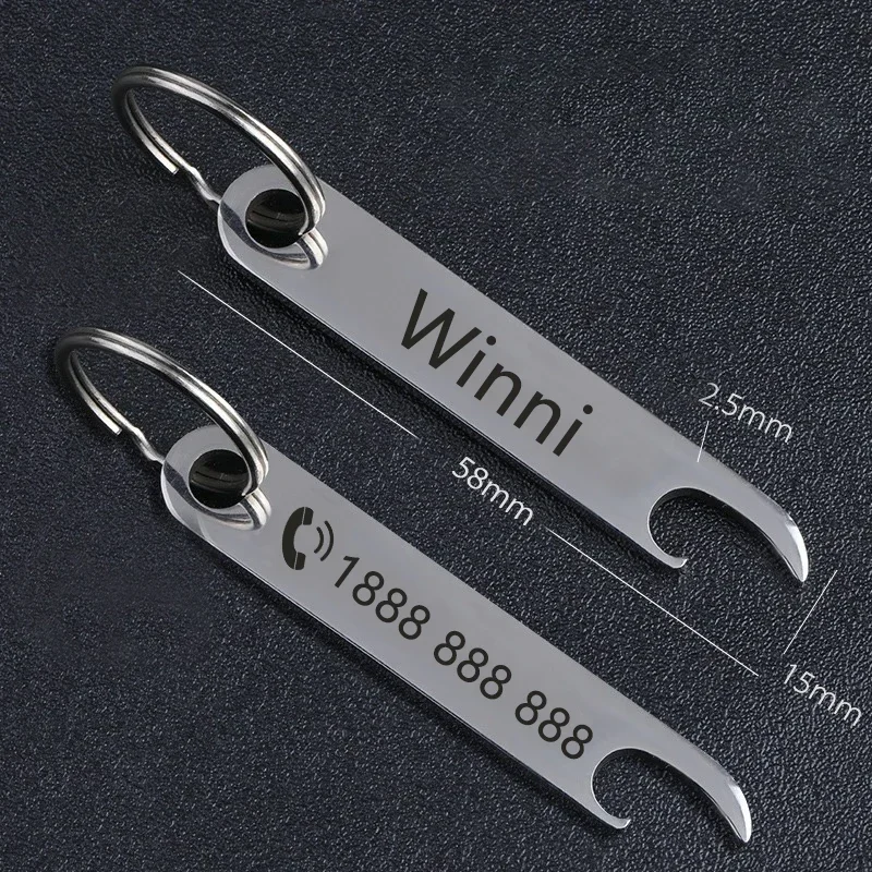 New Stainless Steel Anti-lost Phone Mobile Number Name Tag Custom Engraved Car Keychain Gift for Him Personalized Keychain