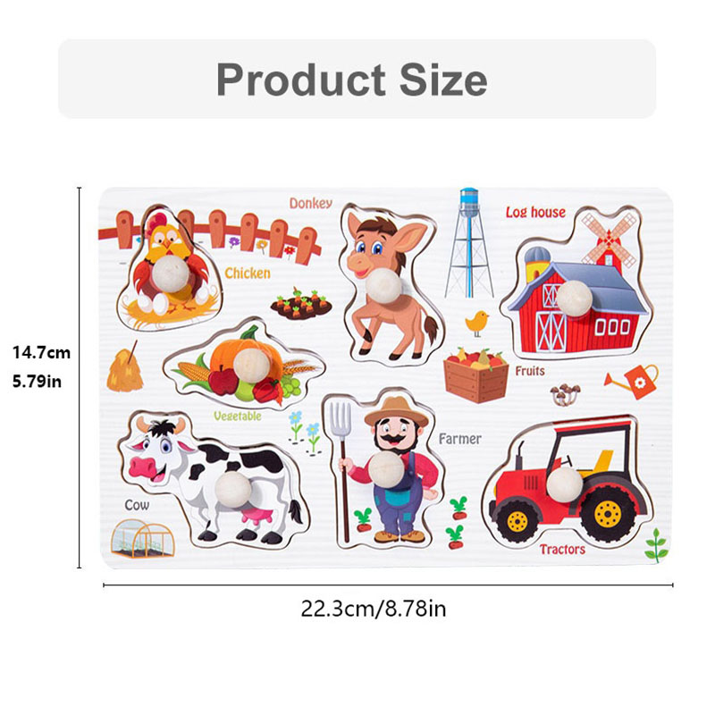 Dzieci zabawki edukacyjne Montessori dla dzieci drewniane Puzzle Cartoon zwierząt owoce kształty nauka ręka chwyć pokładzie układanki gry