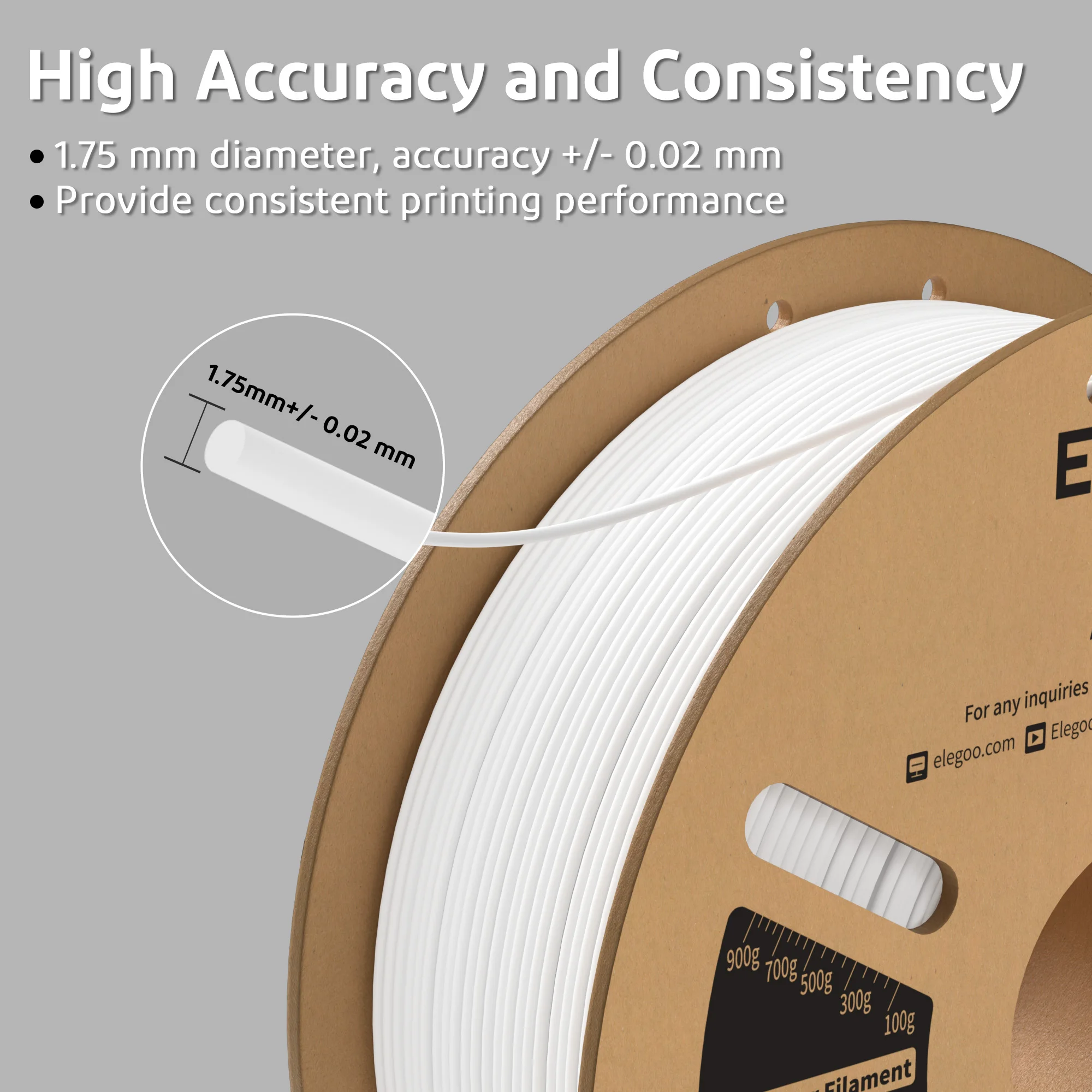 ELEGOO ASA Filament 1,75 мм, 1 кг, УФ- и атмосферостойкая нить для 3D-принтера, идеально подходящая для уличных функциональных деталей, 1 кг, черный, белый цвет
