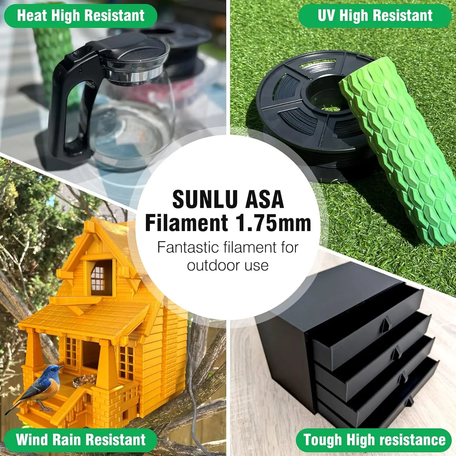 SUNLU 3D-нить PETG/EASY ABS/TPU/ASA Filamnet 1,75 мм 5 рулонов 1 кг (TPU 0,5 кг/рулон) Нить для 3D-принтера для 3D-принтера