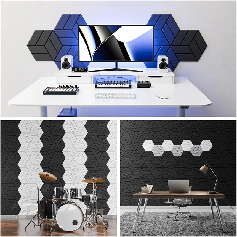 【B6R-Sale】22Pcs Self-Adhesive Acoustic Panels,12X10x0.4In Hexagonal Soundproof Wall Panels, Sound Panels For Home Studio Office