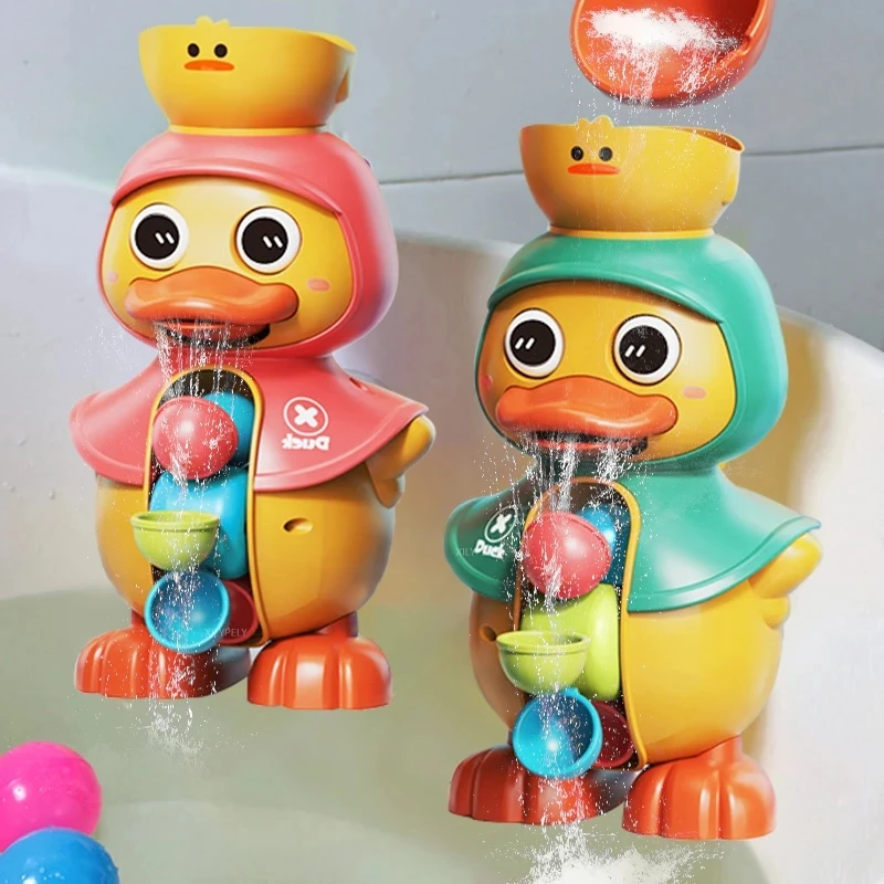 Brinquedos bonitos do banho do chuveiro do pato para crianças, Rodas de água rotativas, Sucção do poder do banheiro, Crianças 1 a 4 Anos