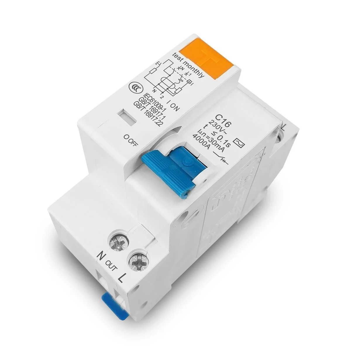Disyuntor residual de 230V 1P+N con protección contra fugas de corriente sobretensión y corta RCBO MCB