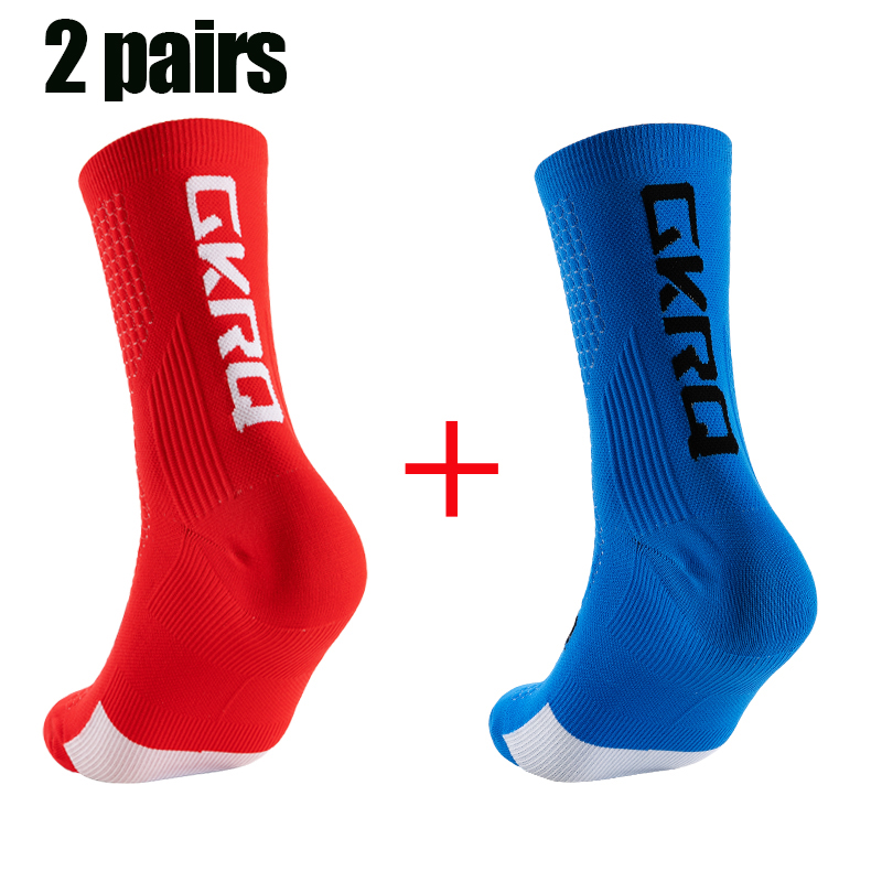 2pairs GKRQ New Cycling Socks Bike Nurse Compression Road Bike Running Mtb Knee-high White Sports Funny Brand Black