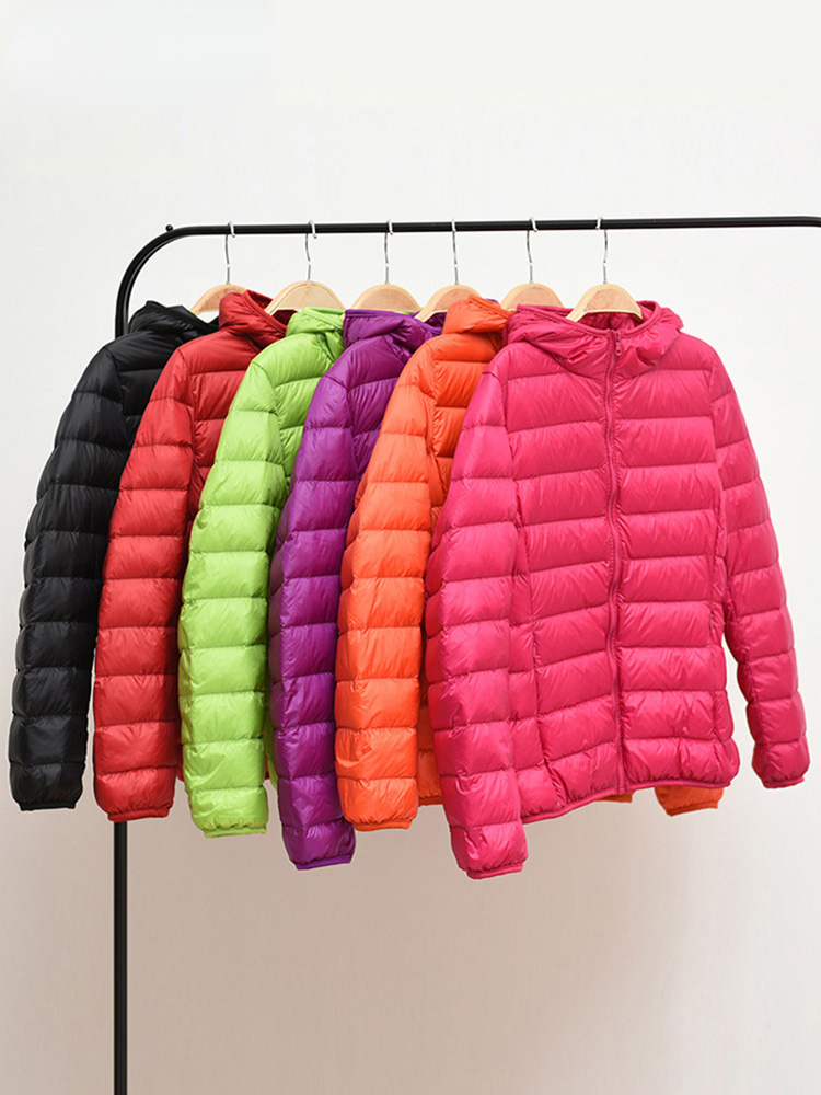 Jesienno-zimowa ultracienka przenośna kurtka puchowa damska biała kaczka puchowa, ciepła kurtka z długimi rękawami, kurtka damska Parka