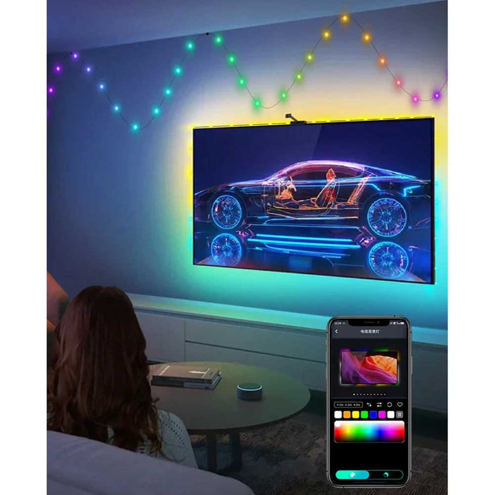 Cadena de luz decorativa navideña LED IP65 impermeable RGB IC Color con Control por aplicación para decoración al aire libre en fiestas navideñas