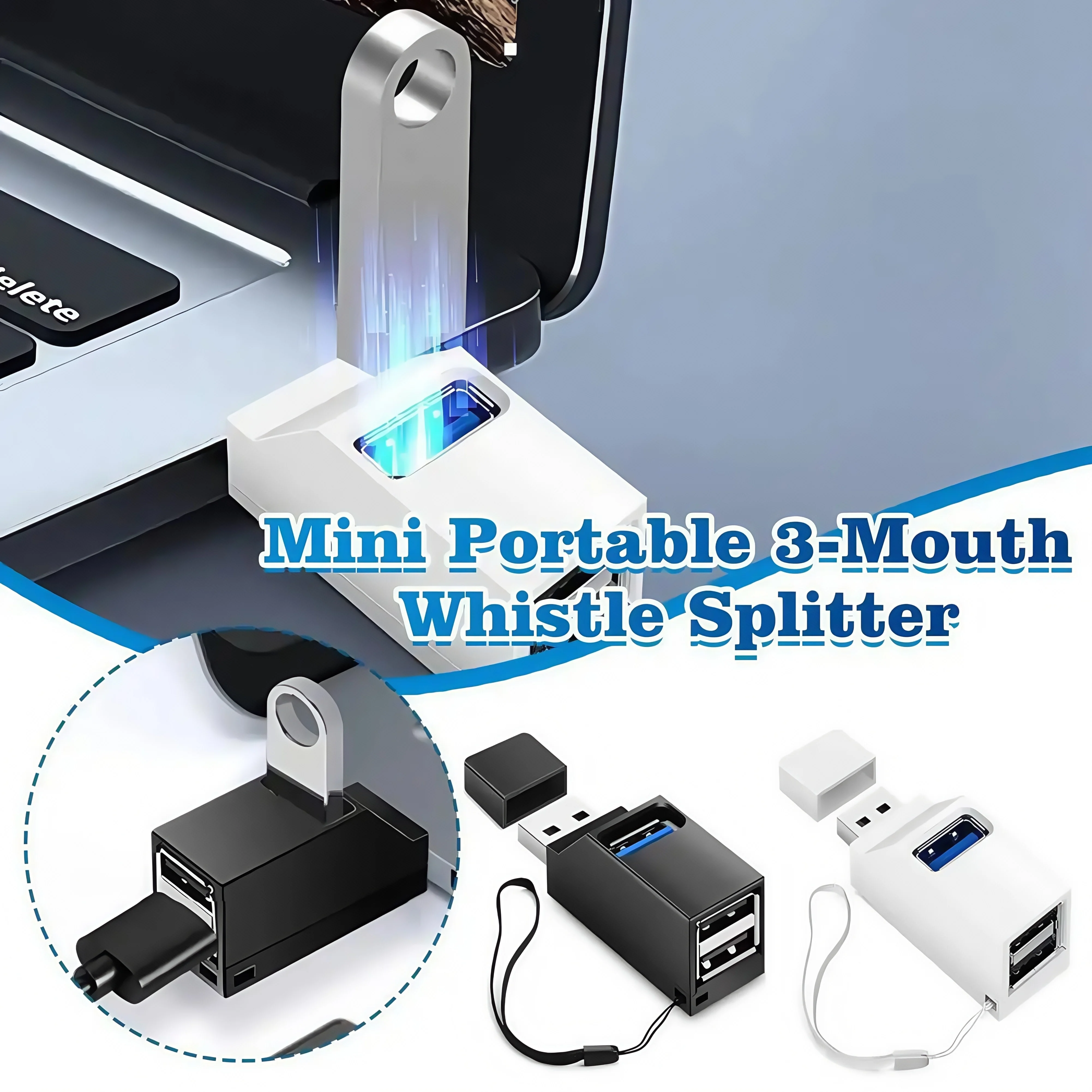 Adattatore hub USB 3.0 a 4 porte - Trasferimento dati ad alta velocità (5 Gbps) per PC/laptop/Mac - Splitter USB compatto per unità flash, mouse