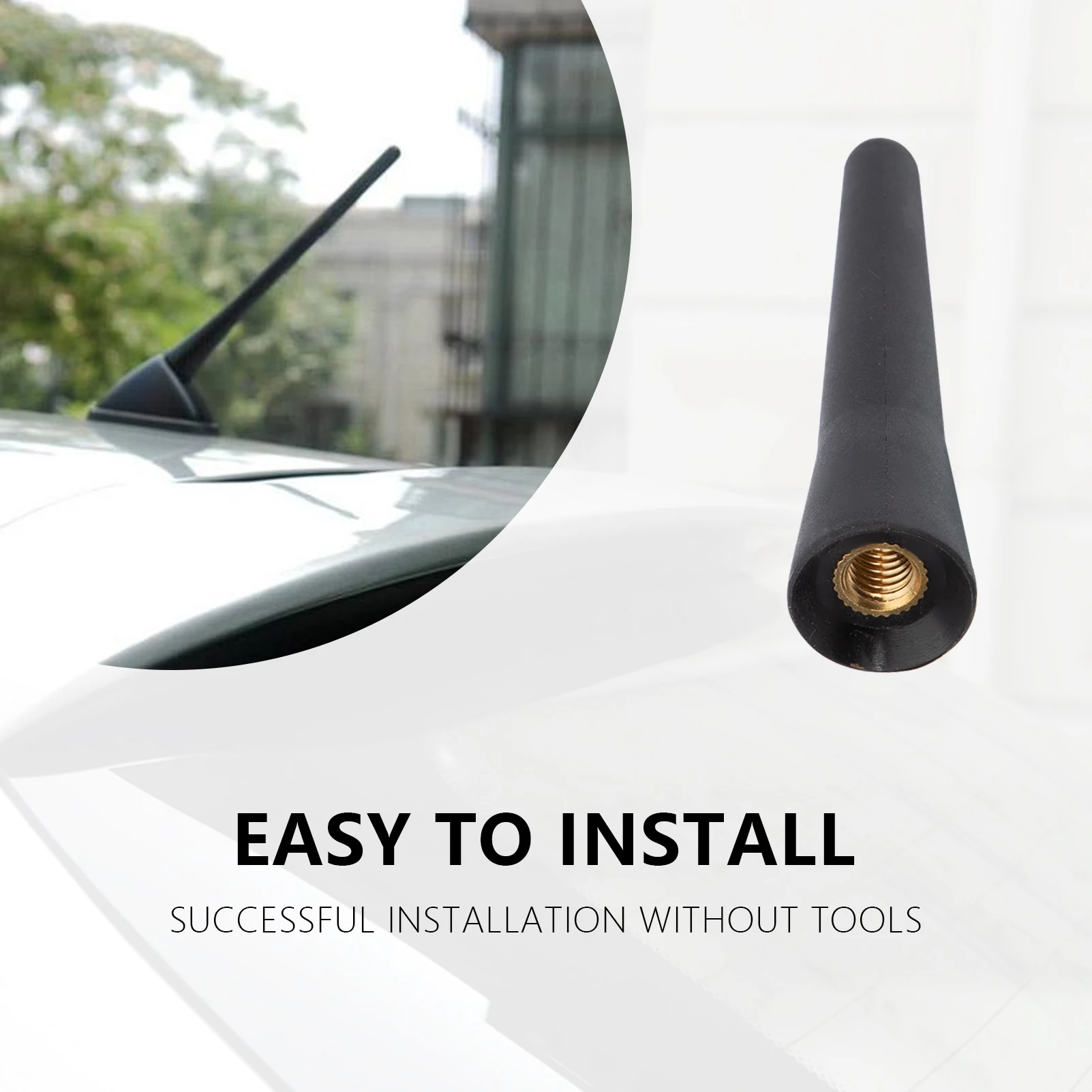 Sterke radiodakmontage FM AM DAB Zwart 6,5 cm lengte Auto Universeel met schroeven Autoantenne Mini korte voertuigaccessoires