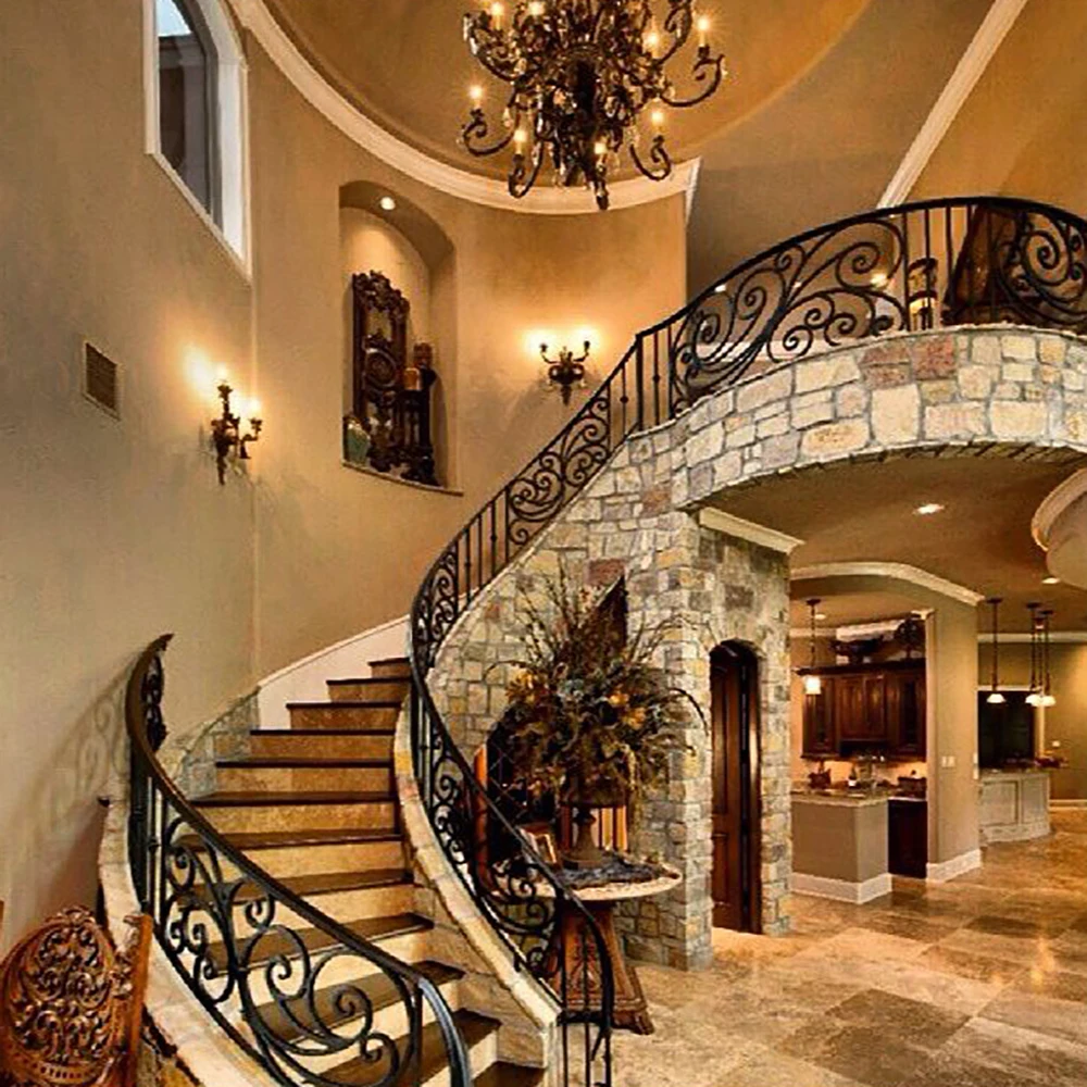 Nuovi prodotti Balaustre personalizzate Corrimano per balcone elegante in ferro forgiato