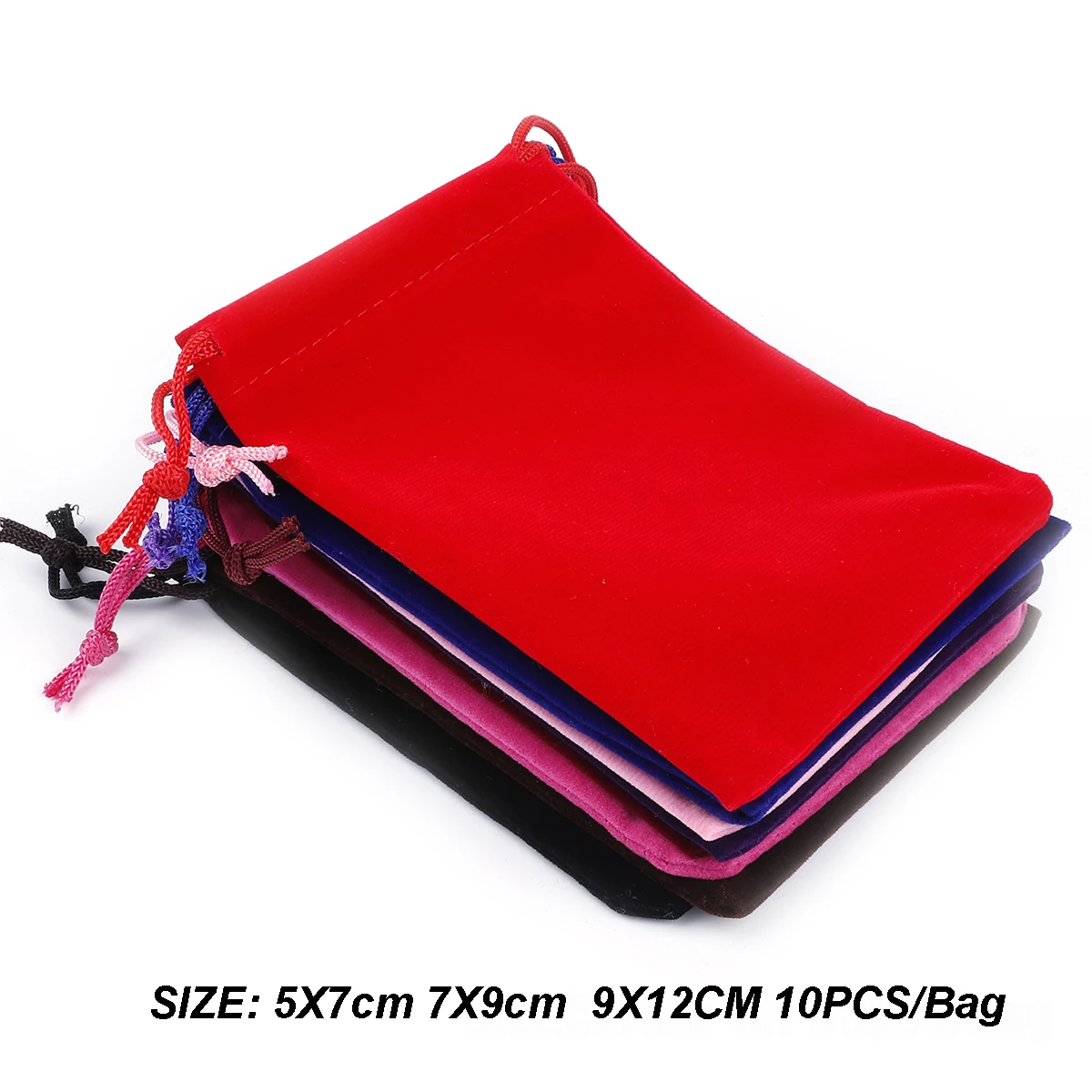 10 ชิ้น 5x7/7x9/9x12 เซนติเมตรกํามะหยี่กระเป๋า Drawstrings กระเป๋าขนาดเล็กเครื่องประดับของขวัญบรรจุกระเป๋า