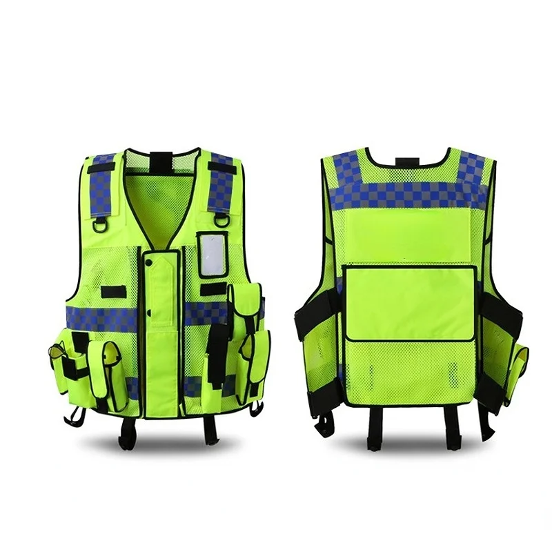 Phản Quang Áo Vest Đa Túi Công Trường Xây Dựng Tòa Nhà An Toàn Bảo Vệ Áo Huỳnh Quang Quần Áo Áo Khoác Phát Sáng Trong Bóng Tối Băng
