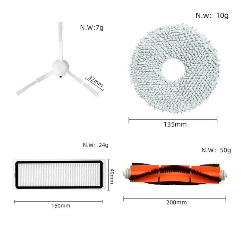 Para XIAOMI Mijia Omni 1S B101CN B116 Robot repuestos para aspiradoras Dreame S10 S10 + trapos de Cepillo Lateral principal bolsas de polvo con filtro Hepa