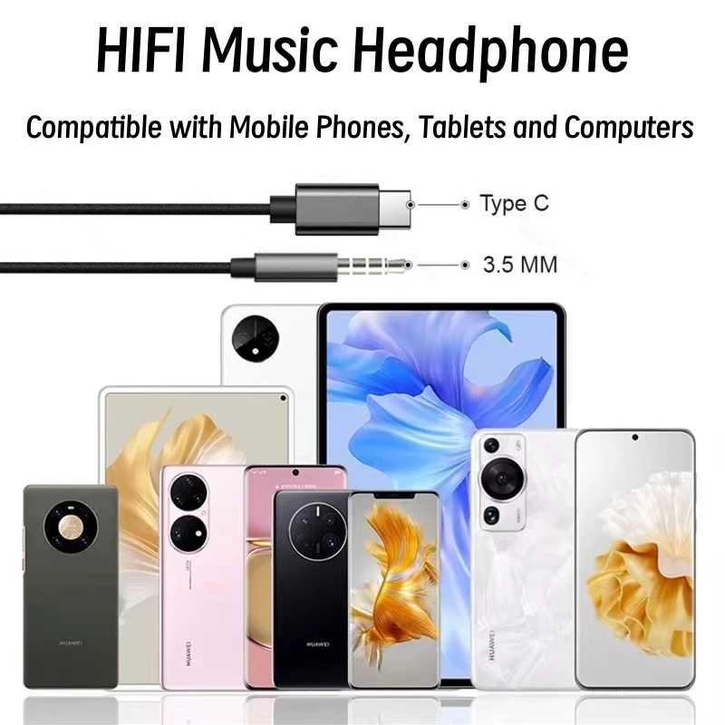 Cuffie cablate originali di tipo C per Samsung Galaxy S25 S24 S23 S22 S21 Ultra 3.5mm AUX Auricolari Note20 A54 A53 Xiaomi Auricolare