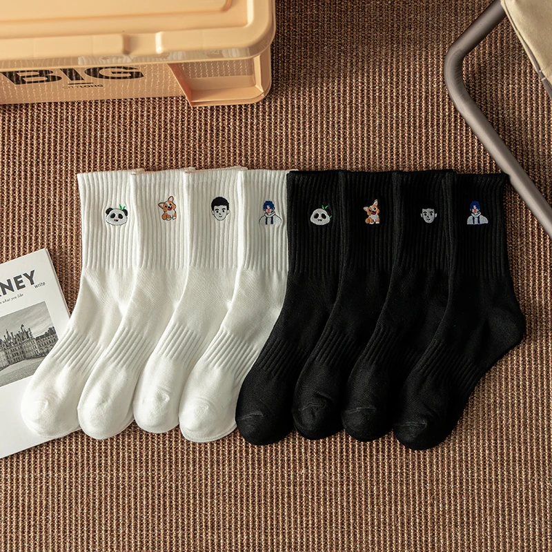 Nueva moda Primavera otoño calcetines de hombre blanco negro calcetines deportivos Casual sudor absorbente transpirable calcetines de baloncesto Meias EU 38-43