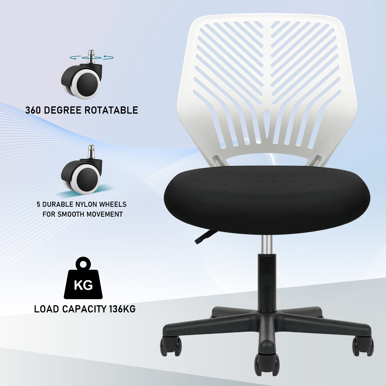 Chaise de bureau durable, chaise de bureau pivotante, hauteur réglable, siège rembourré, chaise ergonomique