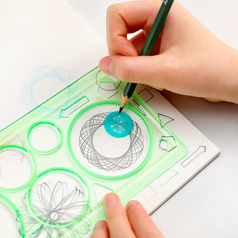재미 있은 기하학 Spirograph 그리기 스텐실 세트 크리 에이 티브 기하학 눈금자 장난감 그리기 도구 어린이 몬테소리 교육 장난감 선물