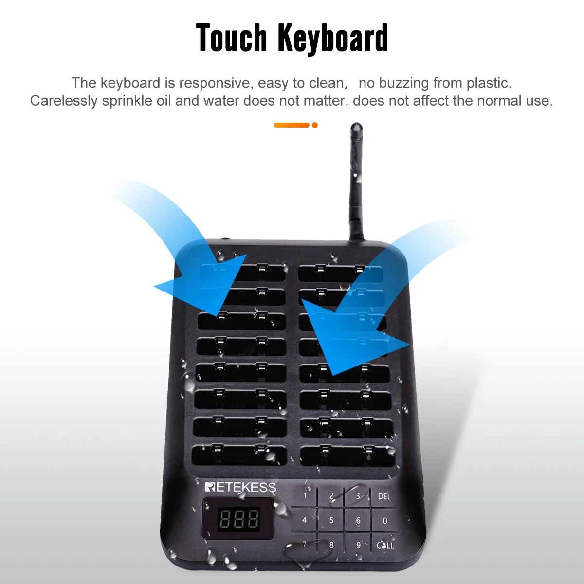 RETEKESS TD157 Pager, kabelloses Anrufsystem, 16 Untersetzer, Summer, Beeper, Glockenempfänger für Bar, Café, Imbisswagen, Hotel, Kirche