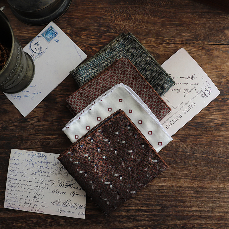 23 cm Nieuwe Luxe Lente heren Pochet Paisley Graffiti Bruine Kleur Zakdoek Tuxedo Pak Accessoires Vierkante Sjaal Das