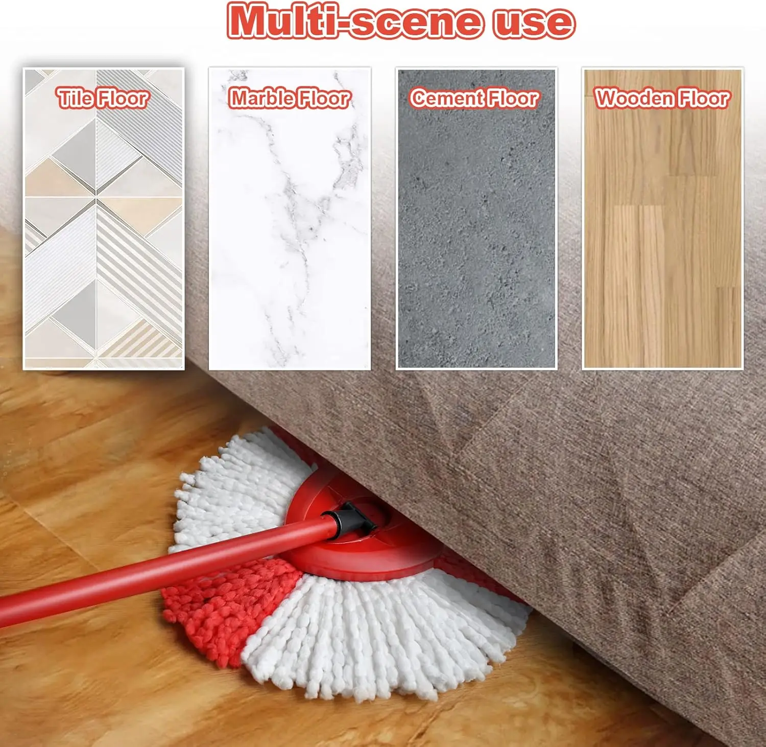Microfibre Mop for Vileda Turbo 2-in-1, Mop Head for Vileda Turbo Spin Mops Easy Wringing 2-in-1, Spin Mop For All Floor Types