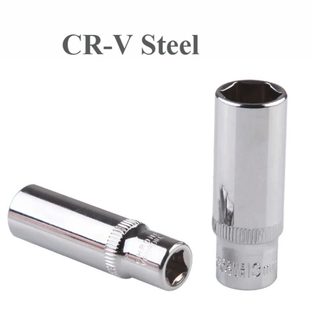 1/4 inch Drive Deep Socket Set 6-Point Metric Long Chrome Socket Set From 4mm to 14mm Professional Grade