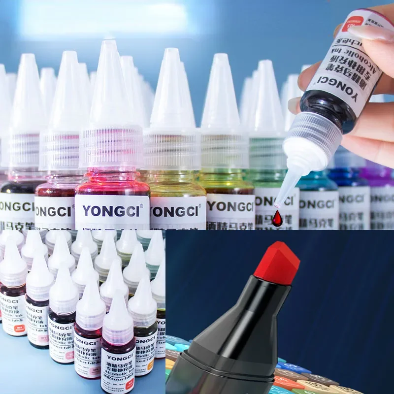 56 Màu 20ML Rượu Bút Nạp Mực In Cảm Ứng Đa Năng Ly Đá Bảo Vệ Môi Trường Nghệ Thuật Tranh Văn Phòng Phẩm Phụ Kiện