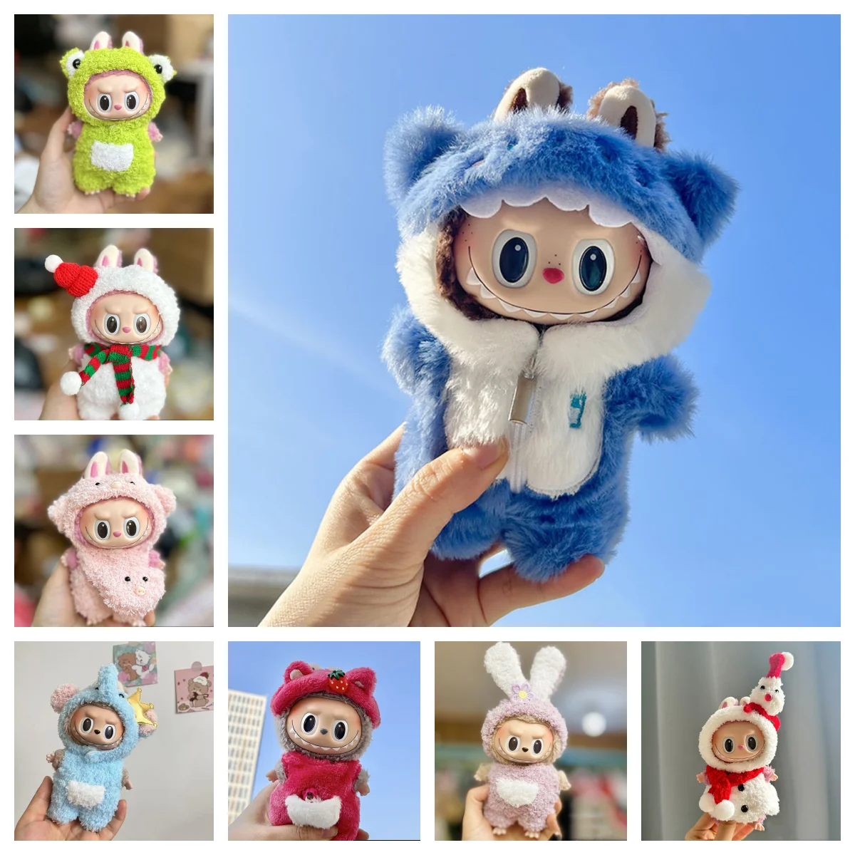 17 cm Nette Mini Plüsch Puppe Kleidung Outfit Zubehör Für Korea Kpop Exo Labubu Idol Puppen Bär Overall Kleidung DIY kinder Geschenk
