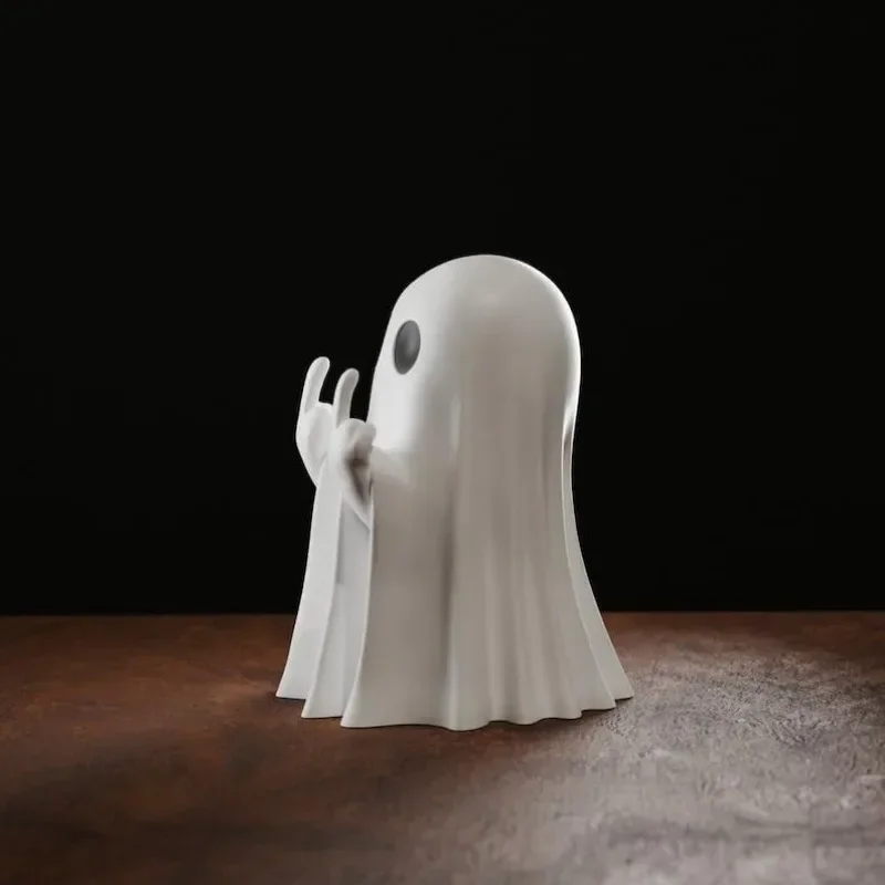 รถตกแต่ง Luminous นิ้วกลางน่ารัก Ghost รูปปั้นขนาดเล็กน่ากลัว Ghost Figurines ตกแต่งฮาโลวีนหน้าแรกเครื่องประดับตาราง