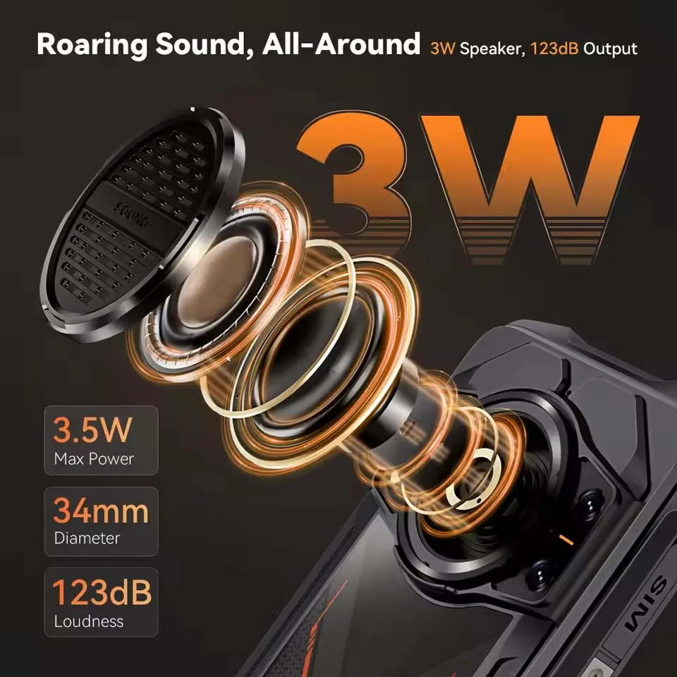 Cubot KingKong Power 3 สมาร์ทโฟนทนทาน Android 14 ลำโพง 123dB Helio G99 หน้าจอ 6.72 นิ้ว 120Hz แรมสูงสุด 24GB รอม 256GB แบตเตอรี่ 10200mAh กล้อง 100MP NFC เพิ่มลงในรถเข็น, smartphone android