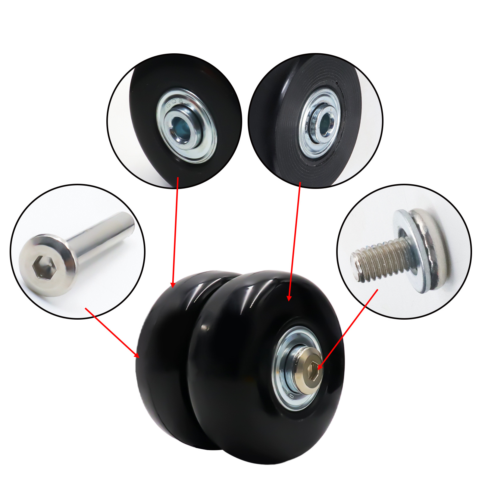 กระเป๋าเดินทางแบบลากกระเป๋าโน้ตบุ๊คกล่องยาง PU เงียบ4ชุดพร้อมล้อยางอเนกประสงค์และล้ออะไหล่ล้อ