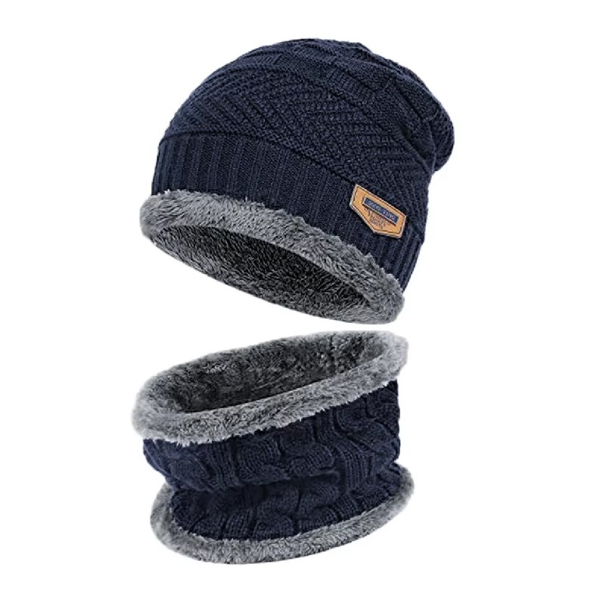 Gorro a prueba de viento para hombre y mujer, bufanda de invierno para viajes al aire libre, guantes, cuello de tres piezas, gorro de punto cálido de Cachemira para invierno