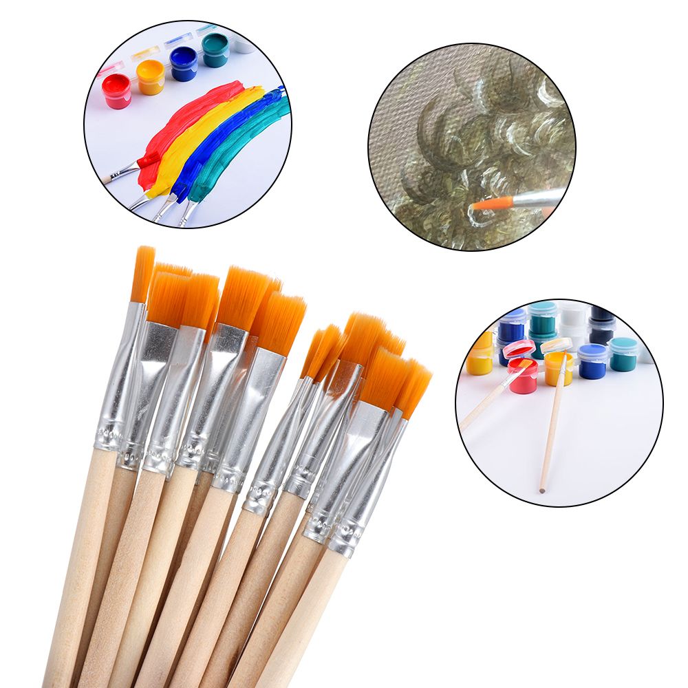 10Pcs Drawing Brush Wood Handle Painting Pen Hook Line Pen Paint Brushes Calligraphy Watercolor Art Supplies