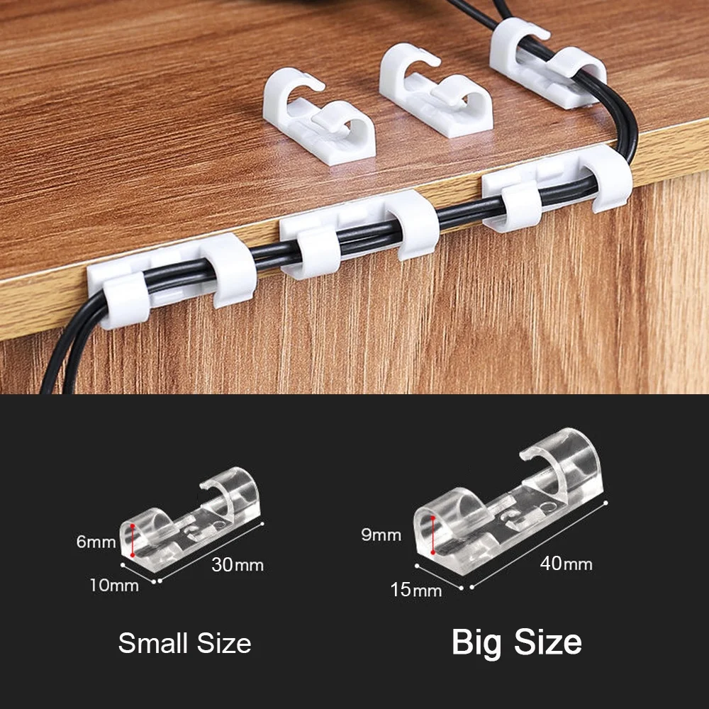 20 個 USB ケーブルオーガナイザークリップワイヤーワインダーホルダーイヤホンマウスコードクリッププロテクター管理粘着フックデスククランプ