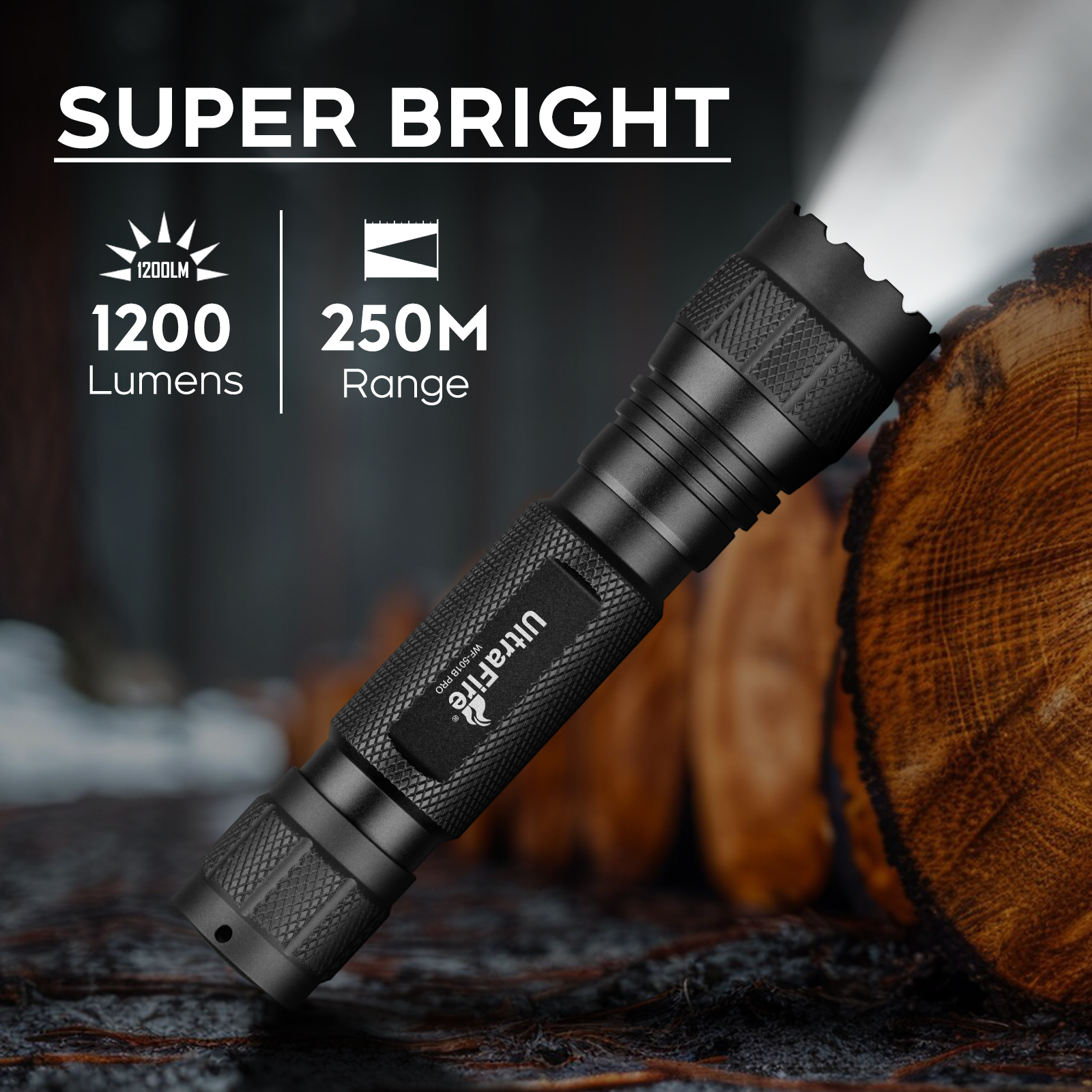 Linterna táctica militar UltraFire WF-501B Pro, portátil, recargable, LED, 1200 lúmenes, para caza al aire libre