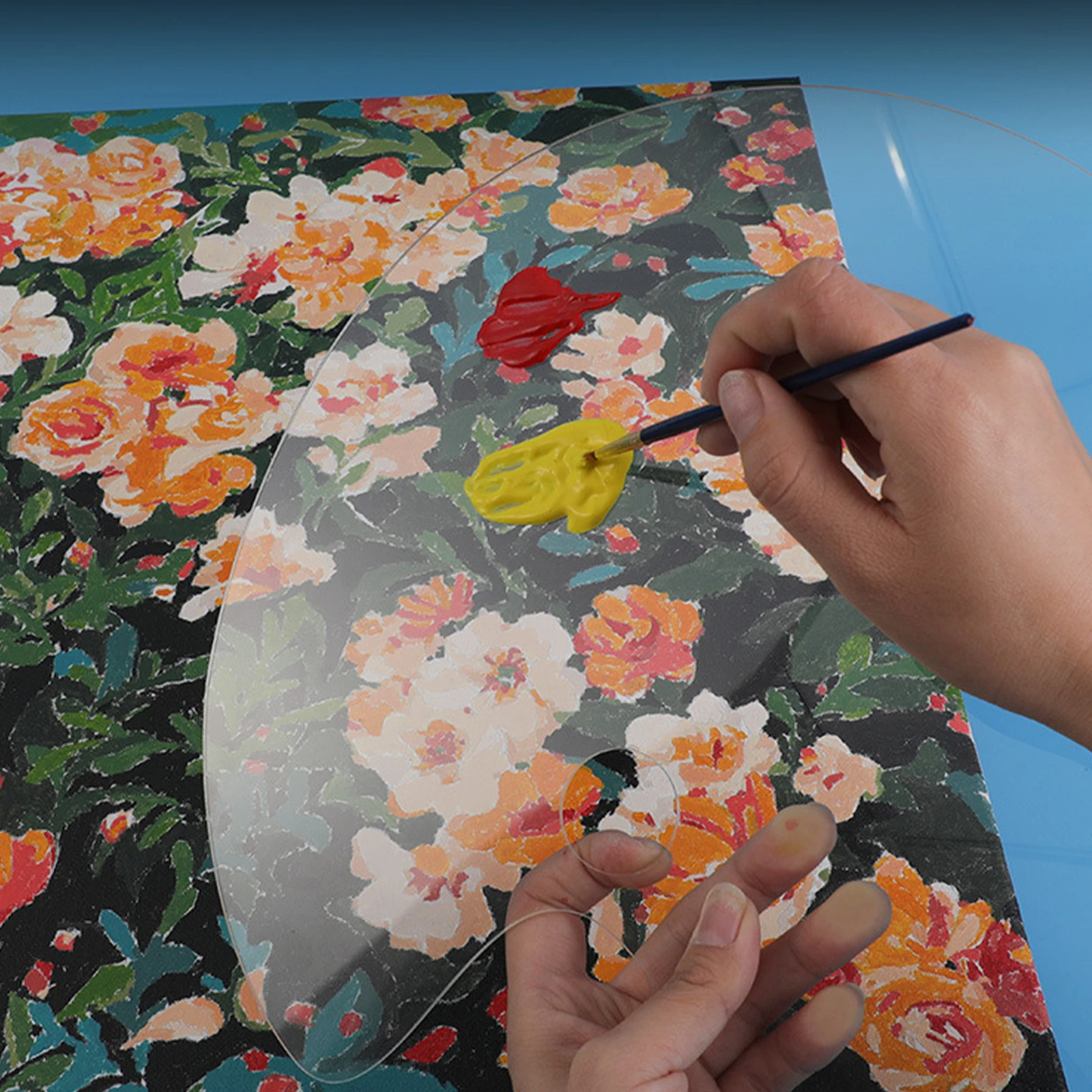 Transparent Acrylic Palette Art Oil Painting Gouache Color Grading Pigment Mixing Tray Handheld Color Mixed Pallet Artist Tool